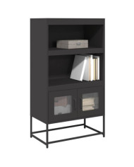 Buffet haut noir 68x39x123 cm acier | Mobilier & Déco