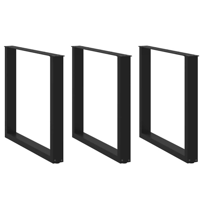 Pieds de table à manger en U 3 pièces Noir 90 x (72-73) cm Acier | Mobilier & Déco