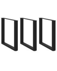 Pieds de table à manger en U 3 pièces Noir 90 x (72-73) cm Acier | Mobilier & Déco