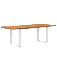 Table à manger marron clair bois de chêne massif rectangulaire | Mobilier & Déco