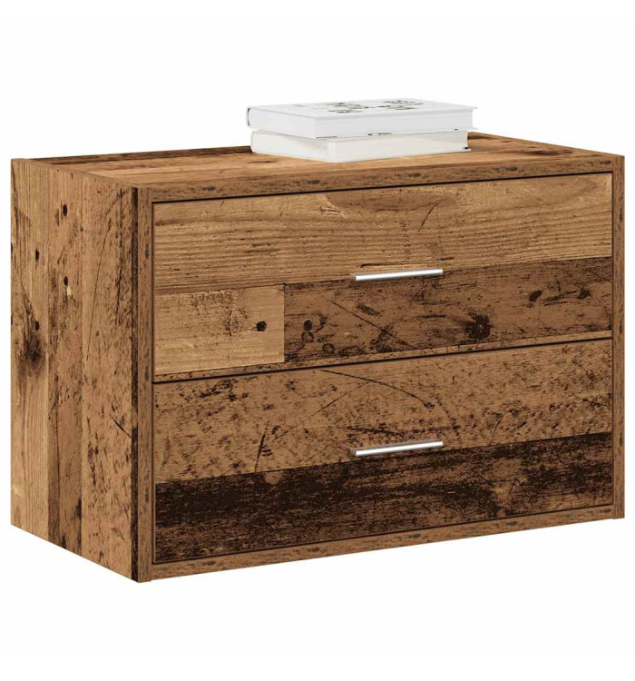 Armoire avec 2 tiroirs vieux bois 60x31x40 cm bois d'ingénierie | Mobilier & Déco