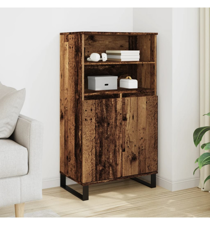 Buffet haut vieux bois 60x36x110 cm bois d'ingénierie | Mobilier & Déco