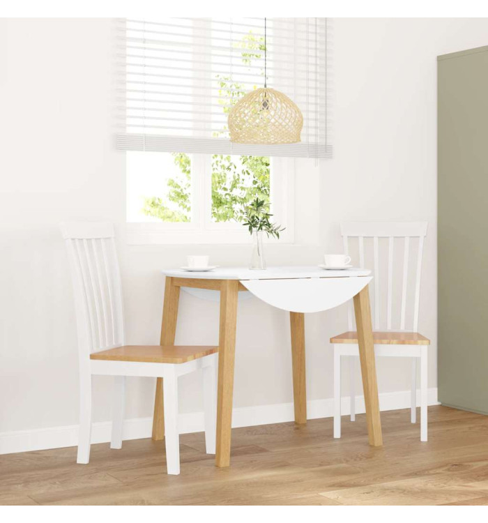 Chaises à manger 2 pcs blanc bois massif caoutchouc | Mobilier & Déco