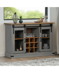 Buffet HALDEN 2 portes coulissantes gris 112x40x80 cm | Mobilier & Déco
