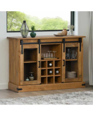 Buffet HALDEN 2 portes coulissantes 112x40x80 cm bois massif | Mobilier & Déco