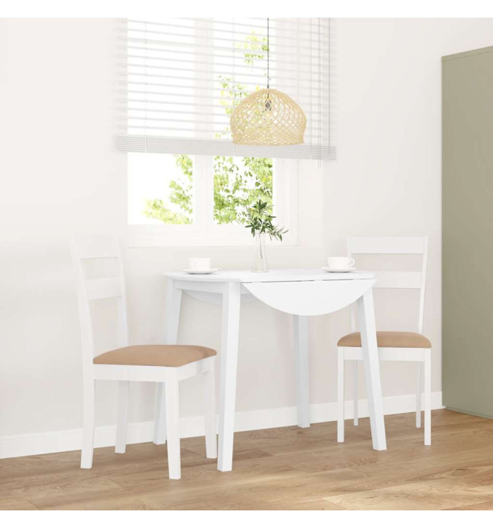 Chaises à manger coussins 2 pcs blanc bois massif caoutchouc | Mobilier & Déco