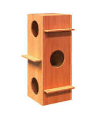 Maison pour chat cire marron 43x43x90 cm bois de pin massif | Mobilier & Déco