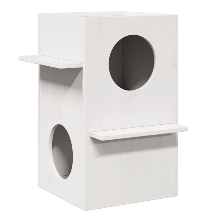 Maison pour chat blanc 43x43x60 cm bois de pin massif | Mobilier & Déco