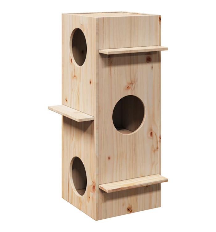 Maison pour chat 43x43x90 cm bois de pin massif | Mobilier & Déco