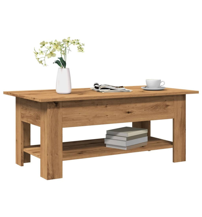 Table basse chêne artisanal 102x55x42 cm bois d'ingénierie | Mobilier & Déco