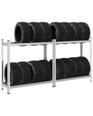 Étagères à pneus à 2 niveaux 2 pcs argenté 110x40x109 cm acier | Mobilier & Déco