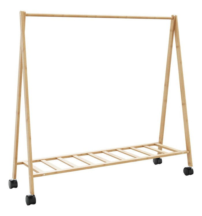 Porte-vêtements et étagères et roulettes 106x34x106,5cm bambou | Mobilier & Déco