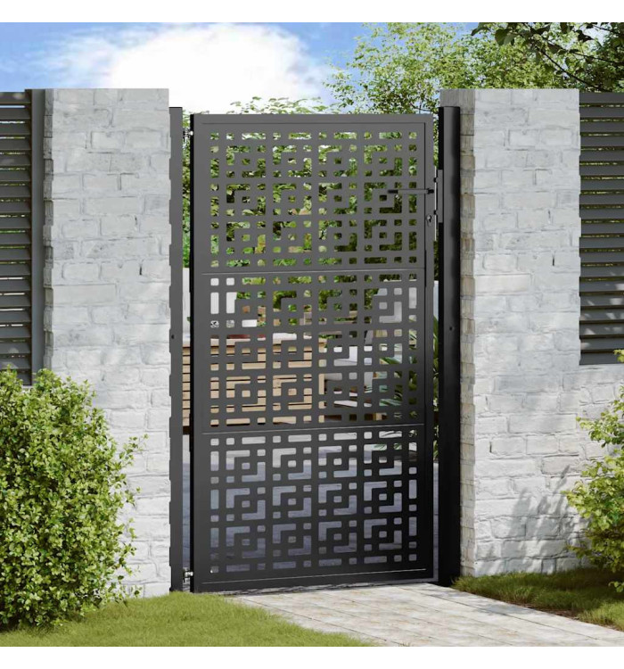 Portail de jardin noir 105x155 cm acier conception croisée | Mobilier & Déco