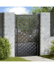 Portail de jardin noir 105x155 cm acier conception croisée | Mobilier & Déco
