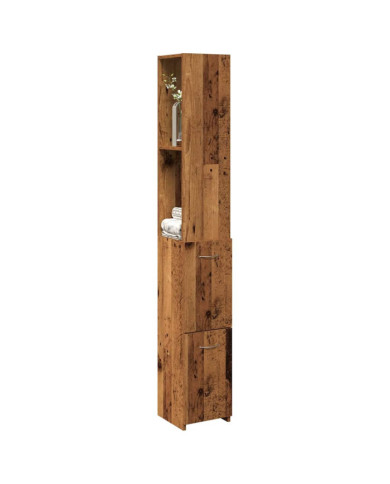Armoire de salle de bain vieux bois 25x25x170cm bois ingénierie | Mobilier & Déco