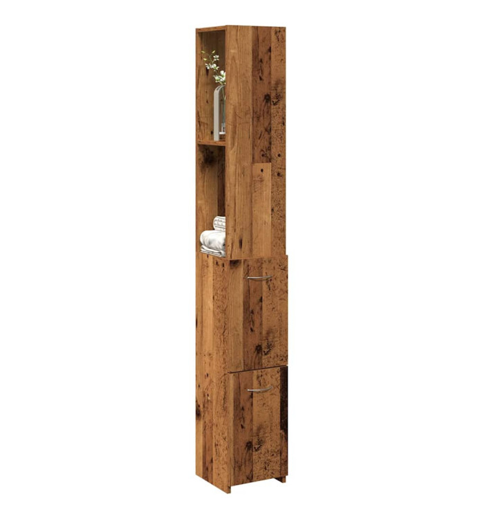 Armoire de salle de bain vieux bois 25x25x170cm bois ingénierie | Mobilier & Déco