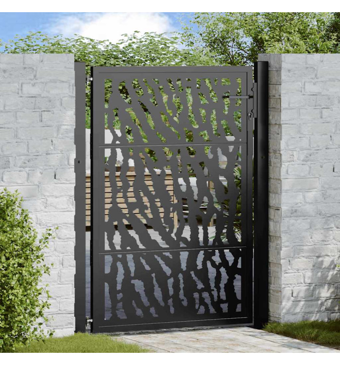 Portail de jardin noir 105x130 cm acier conception de tracés | Mobilier & Déco