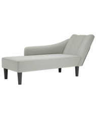 Fauteuil long avec accoudoir droit gris clair velours | Mobilier & Déco