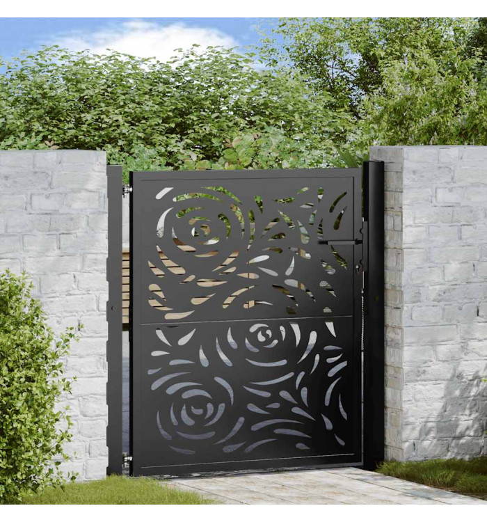 Portail de jardin noir 105x106 cm acier conception de flamme | Mobilier & Déco