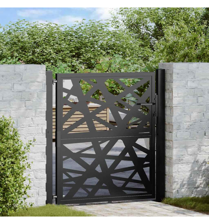 Portail de jardin noir 105x106 cm acier conception de lumière | Mobilier & Déco