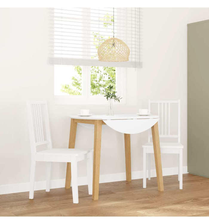 Chaises à manger 2 pcs blanc bois massif caoutchouc | Mobilier & Déco