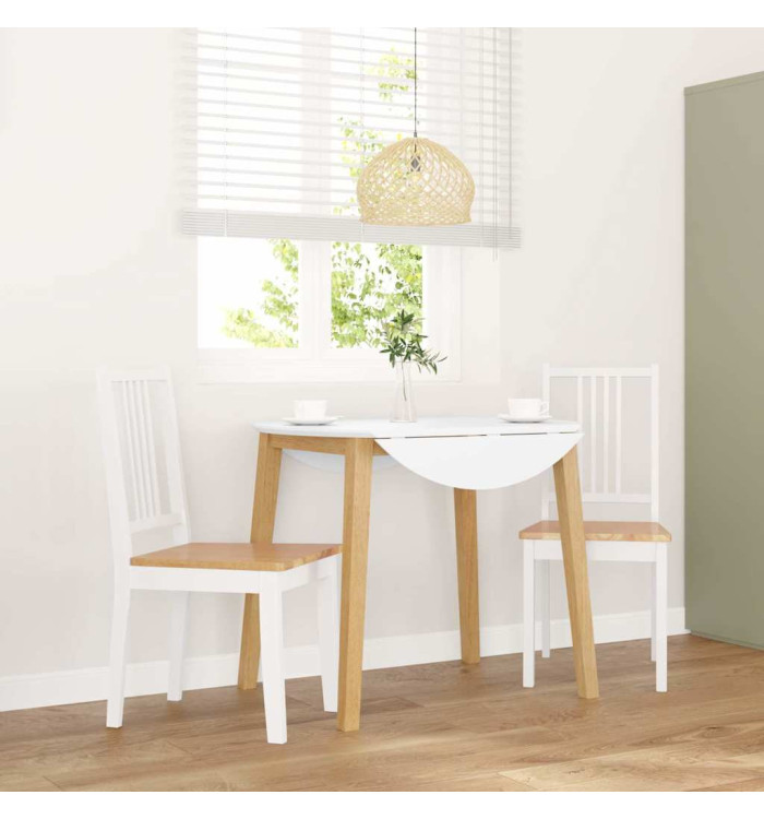 Chaises à manger 2 pcs blanc bois massif caoutchouc | Mobilier & Déco