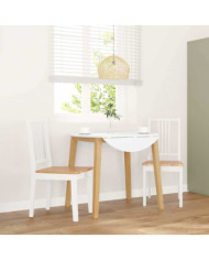 Chaises à manger 2 pcs blanc bois massif caoutchouc | Mobilier & Déco