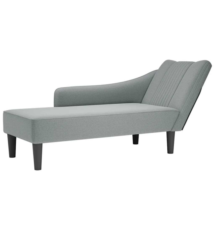 Fauteuil long avec accoudoir droit gris clair tissu | Mobilier & Déco