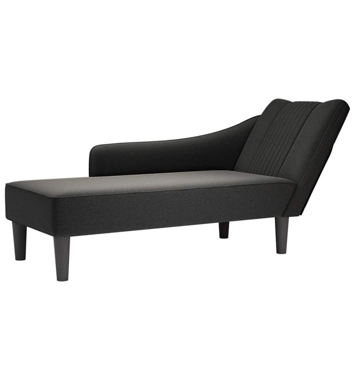 Fauteuil long avec accoudoir droit noir tissu | Mobilier & Déco