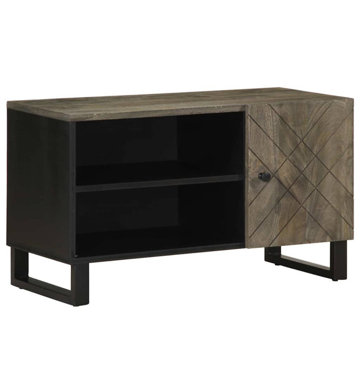 Meuble TV noir 80x33x46 cm bois massif de manguier | Mobilier & Déco
