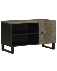 Meuble TV noir 80x33x46 cm bois massif de manguier | Mobilier & Déco