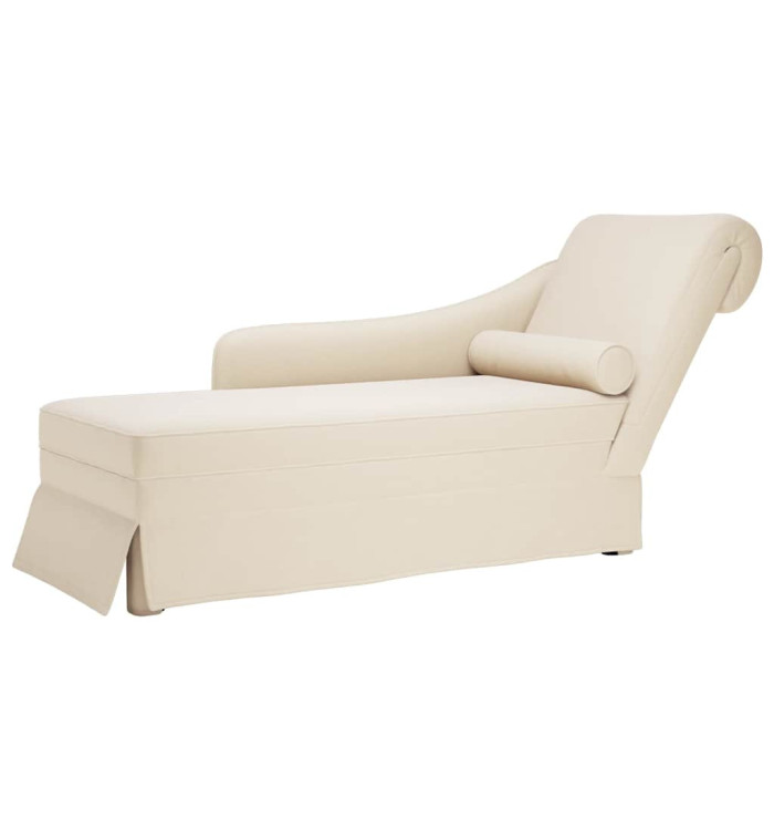 Fauteuil long avec traversin et accoudoir droit rose lin | Mobilier & Déco