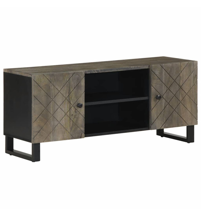 Meuble TV noir 105x33x46 cm bois massif de manguier | Mobilier & Déco