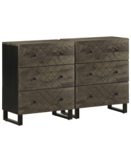 Buffets 2 pcs noir 60x33x75 cm bois massif de manguier | Mobilier & Déco