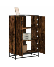 Buffet haut chêne fumé 68x35x106,5 cm bois d'ingénierie métal | Mobilier & Déco