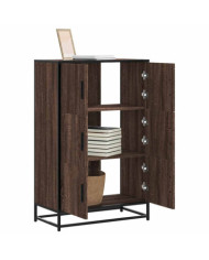 Buffet haut chêne marron 68x35x106,5 cm bois ingénierie métal | Mobilier & Déco