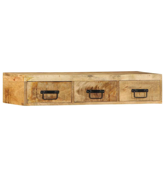 Meuble TV mural 100x30x19 cm bois massif de manguier brut | Mobilier & Déco