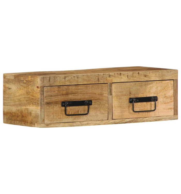 Meuble TV mural 60x30x19 cm bois massif de manguier brut | Mobilier & Déco
