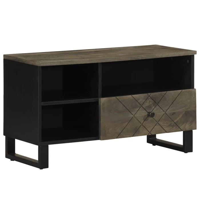 Meuble TV noir 80x33x46 cm bois massif de manguier | Mobilier & Déco