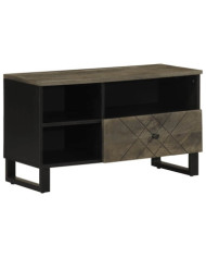 Meuble TV noir 80x33x46 cm bois massif de manguier | Mobilier & Déco