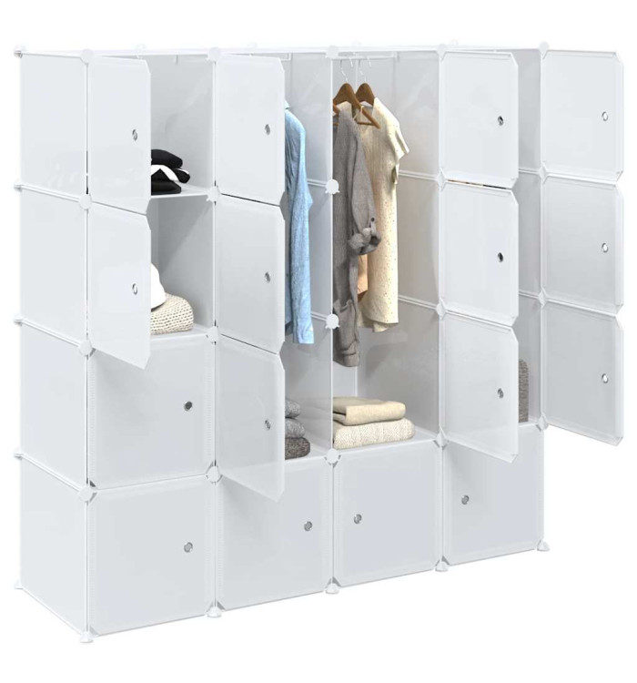 Cubes de rangement 16 pcs avec tiges de suspension PP | Mobilier & Déco