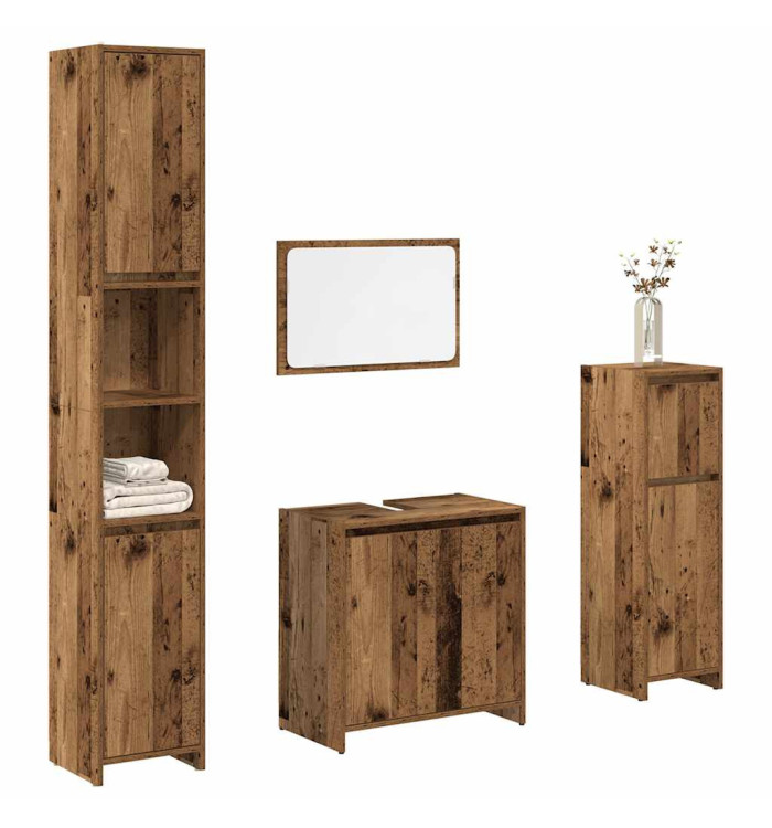 Ensemble de meubles salle de bain 4 pcs bois d'ingénierie | Mobilier & Déco