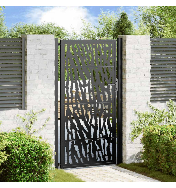 Portail de jardin noir 105x180 cm acier conception de tracés | Mobilier & Déco