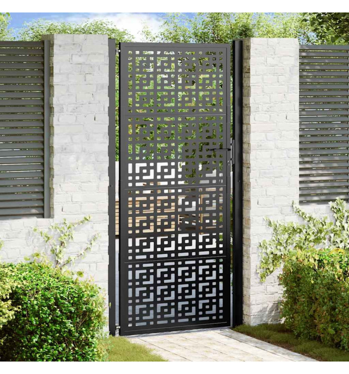 Portail de jardin noir 105x205 cm acier conception croisée | Mobilier & Déco
