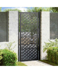 Portail de jardin noir 105x205 cm acier conception croisée | Mobilier & Déco