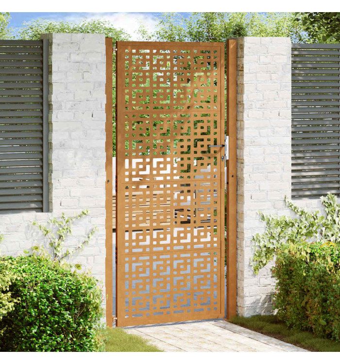Porte de jardin acier résistant aux intempéries design croisé | Mobilier & Déco