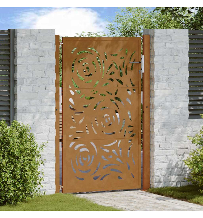 Porte de jardin acier résistant aux intempéries design flamme | Mobilier & Déco