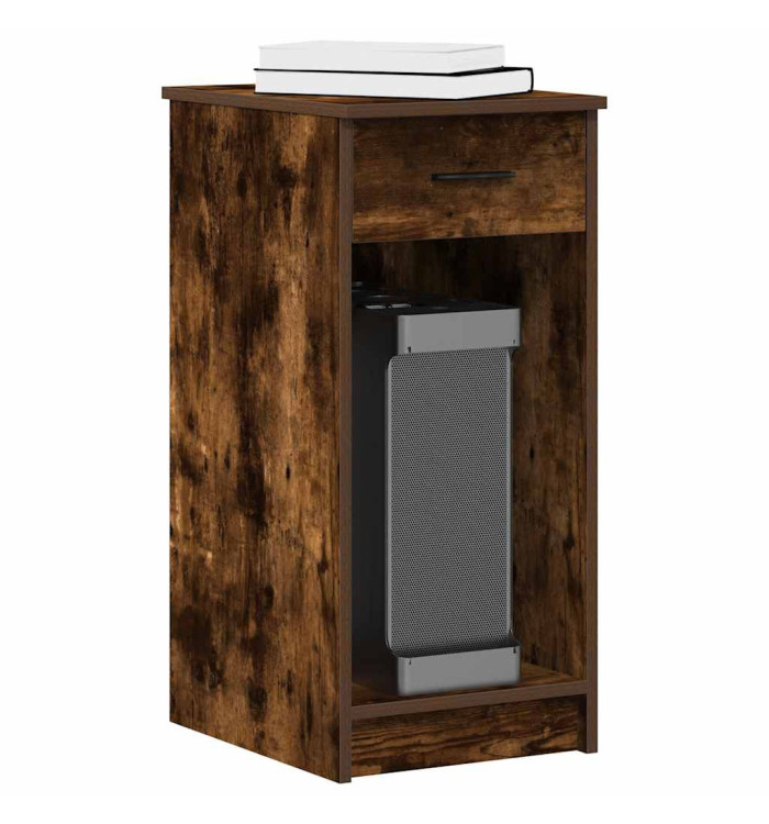 Support de tour d'ordinateur et tiroir chêne fumé 35x45x77 cm | Mobilier & Déco