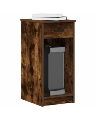 Support de tour d'ordinateur et tiroir chêne fumé 35x45x77 cm | Mobilier & Déco