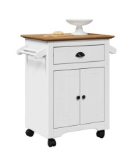 Chariot de cuisine BODO blanc et marron 72x45x80 cm | Mobilier & Déco